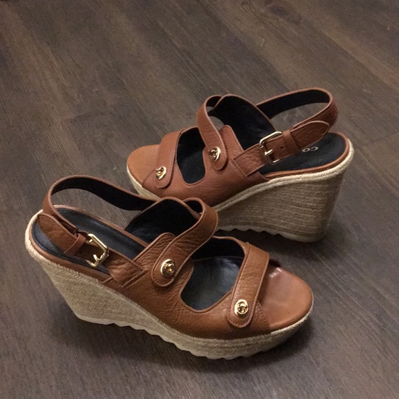 Coach Womens High Espadrille Wedge brown Sandal - Picture 7 of 9